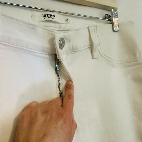 HUDSON Maternity Nico Straight Ankle White Denim Jeans Women's 32 NWT - Picture 4 of 15